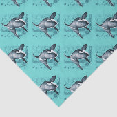 Orca Map Blauwgroen Tissuepapier (Detail)