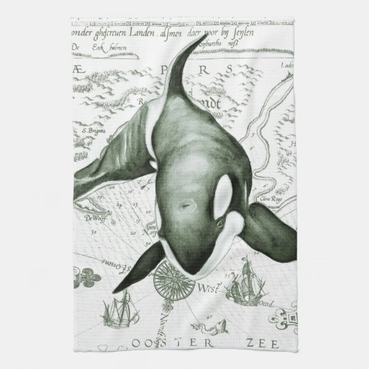 Orca Map Green Theedoek (Verticaal)