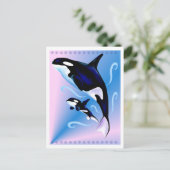 Orca Mom and Baby Postcard Briefkaart (Staand voorkant)