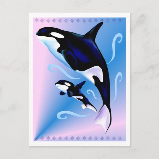 Orca Mom and Baby Postcard Briefkaart (Voorkant)