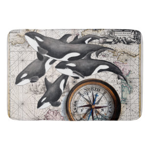 Orca Nautical Compass Badmat