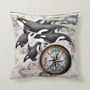 Orca Nautical Compass Kussen