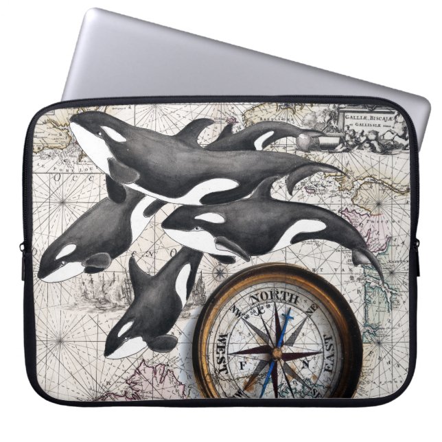 Orca Nautical Compass Laptop Sleeve (Voorkant)