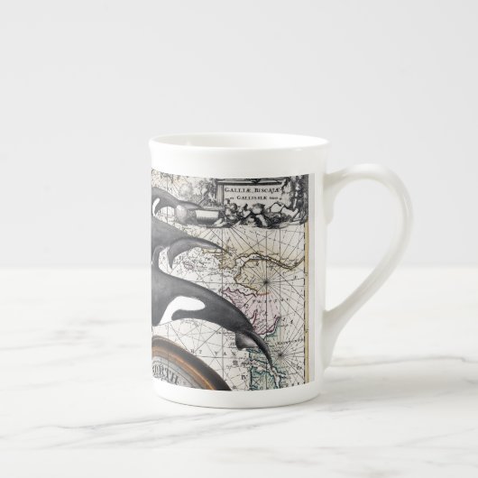 Orca Nautical Compass Porselein Kop (Rechts)