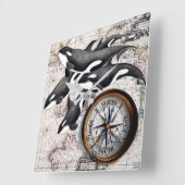 Orca Nautical Compass Vierkante Klok (Hoek)