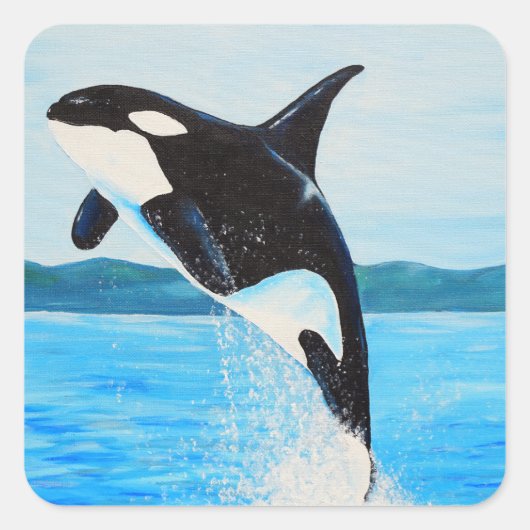 Orca Painting Vierkante Sticker (Voorkant)
