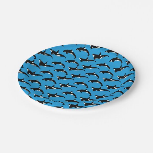 Orca Pattern: Blauw Papieren Bordje (Gekanteld)