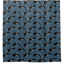 Orca Pattern: Donkerblauw Douchegordijn
