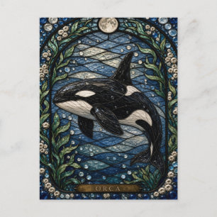 Orca Polar Strait Illumina Glas in Lood Briefkaart