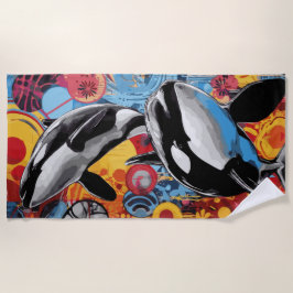 Orca Pop Art Street Style Colorful Ocean Design Strandlaken