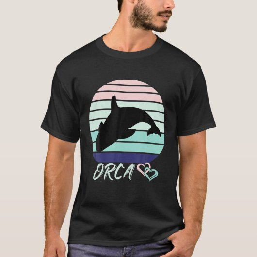 Orca Retro Kunst, Killer Whale Gift T-shirt (Voorkant)