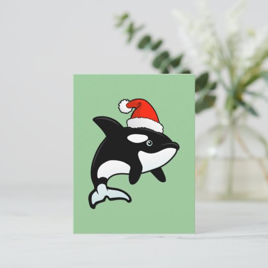 Orca Santa Feestdagenkaart (Staand voorkant)