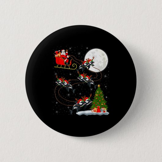Orca Santa Sleigh Flying Funny Magical Christmas T Ronde Button 5,7 Cm (Voorkant)