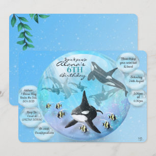 Orca Snow Wereldbol Birthday-uitnodigingen Kaart