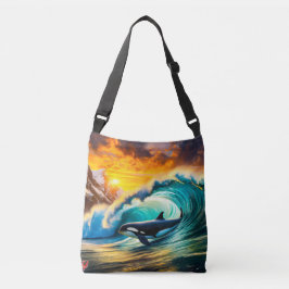 Orca Solo Wave Barrel Fun Design van Rich AMeN Gil Crossbody Tas