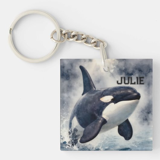  Orca Stormy waves, Personalized Sleutelhanger (voorkant)