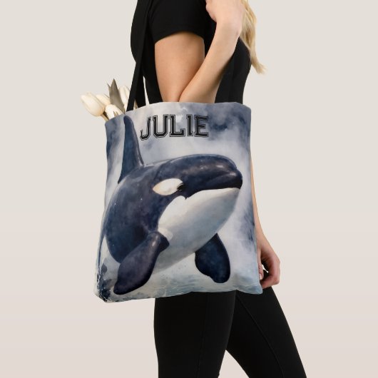  Orca Stormy waves, Personalized Tote Bag (Dichtbij)