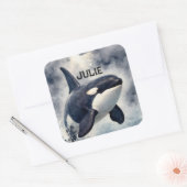  Orca Stormy waves, Personalized Vierkante Sticker (Envelop)