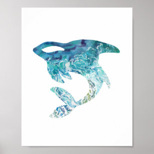 Orca Tattoo met Ocean Waves Poster