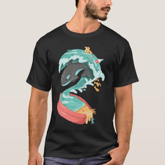 Orca Tsunami opblaasbare pool Save Ocean Wildlife  T-shirt (Voorkant)