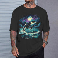 "Orca Volle Maan" Vintage Grafische T-Shirt