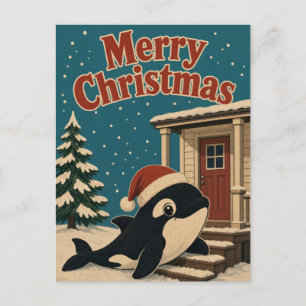 Orca-voordeurtrede dier Kerstmis Briefkaart