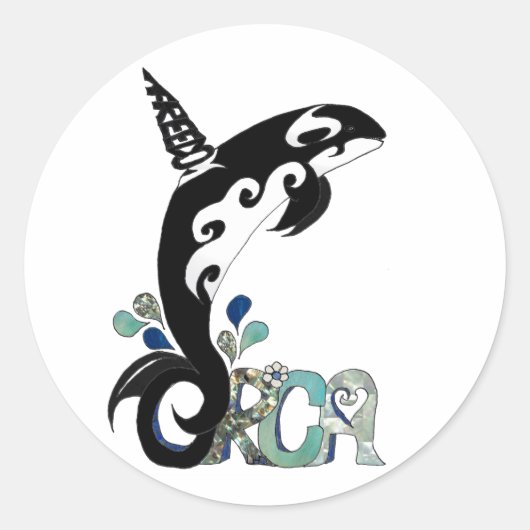 Orca Vrijheid Kunst Ronde Sticker (Voorkant)