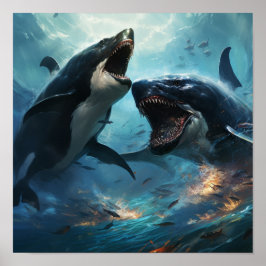 Orca vs Kraken Poster - Epic Battle of the Ocean G