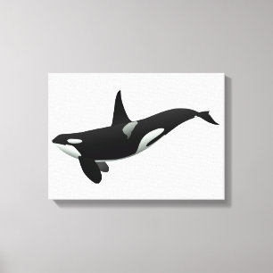 Orca walale illustratie - Kies achtergrondkleur Canvas Afdruk