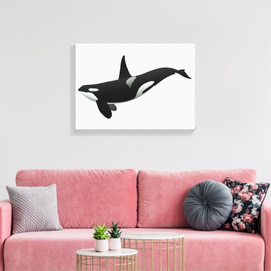 Orca walale illustratie - Kies achtergrondkleur Canvas Afdruk (Insitu (Woonkamer))