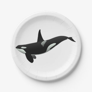 Orca walale illustratie - Kies achtergrondkleur Papieren Bordje