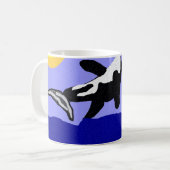 orca walvis die naar de mok van de zon draait (Voorkant links)