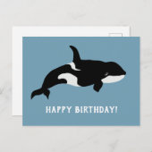 Orca Walvis Illustratie Cetacea Gefeliciteerd Briefkaart (Voorkant / Achterkant)
