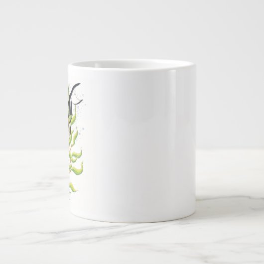 Orca walvis in Kelp Forest inkt art Grote Koffiekop (Voorkant)