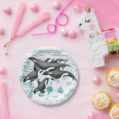 Orca walvis oerblauw papieren bordje (Feest)