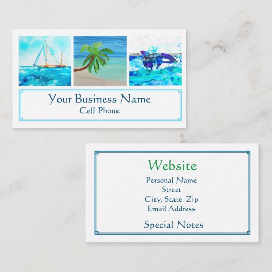 Orca walvisboot palm tree Ocean Beach tropical Visitekaartje (Voorkant / Achterkant)