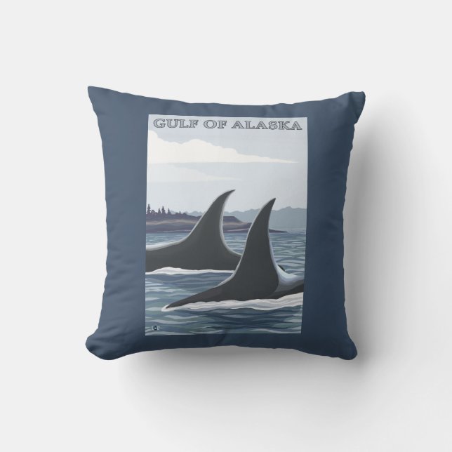 Orca Walvissen #1 - Golf van Alaska Kussen (Voorkant)