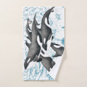 Orca walvissen: oud blauw bad handdoek (Handdoek)