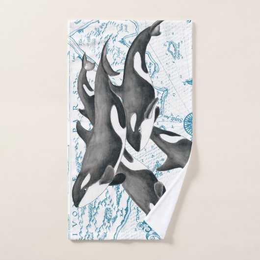 Orca walvissen: oud blauw bad handdoek (Handdoek)