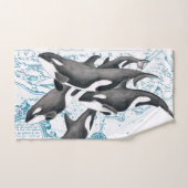 Orca walvissen: oud blauw bad handdoek (Handdoek)