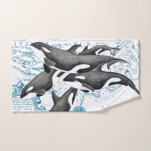 Orca walvissen: oud blauw bad handdoek (Handdoek)
