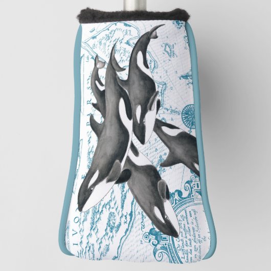 Orca walvissen: oud blauw golfheadcover (Draai 90)