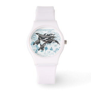 Orca walvissen: oud blauw horloge