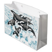 Orca walvissen: oud blauw large cadeautasje (Achterkant Gekanteld)