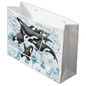 Orca walvissen: oud blauw large cadeautasje (Voorkant Gekanteld)