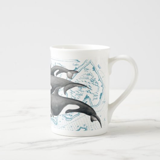 Orca walvissen: oud blauw porselein kop (Rechts)