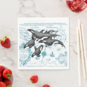 Orca walvissen: oud blauw servet (Insitu)