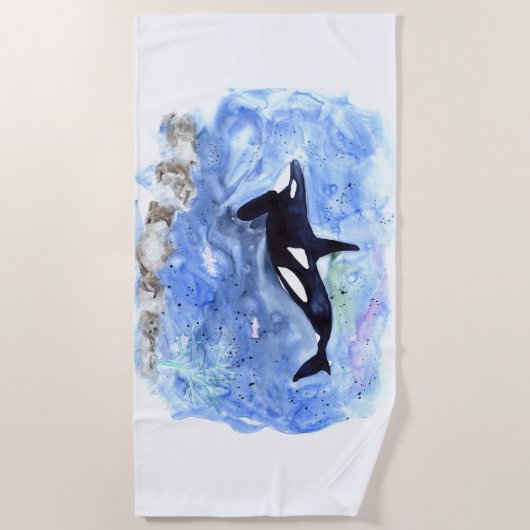 Orca Waterverf Strandlaken (Voorkant)