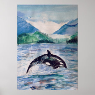 Orca, waterverf walvis, Poster waarde