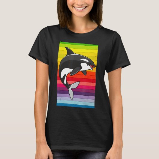 Orca Whale 80-s Retro T-shirt (Voorkant)
